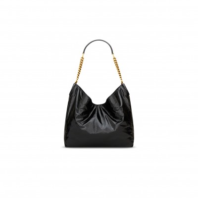 YSL HORTENSE SMALL HOBO IN SHINY LEATHER 871222AAGOL1000 (24.5*22.5*8.5cm)